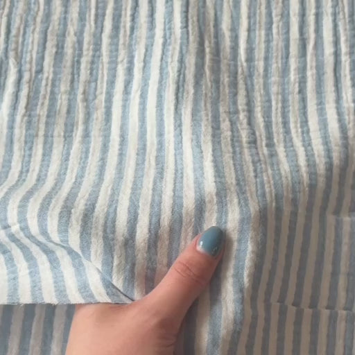 Sky Simple Stripe Yarn Dyed Cotton Double Gauze Fabric for dressmaking
