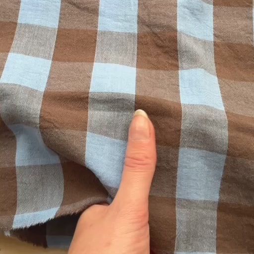 Sky & Cocoa Yarn Dyed Cotton Check Fabric
