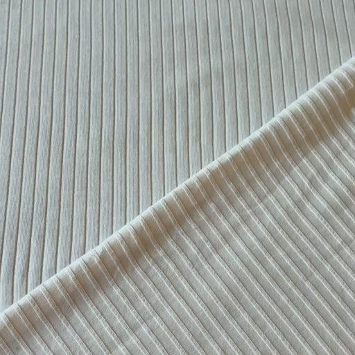 Ivory Ribbed Cotton Jersey Fabric for dressmaking