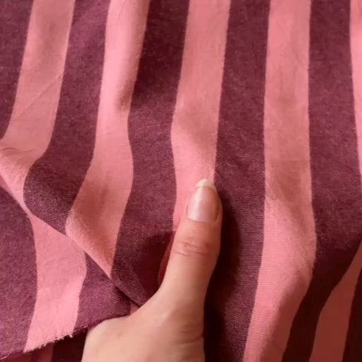 Peach & Mulberry Wide Stripe Yarn Dyed Cotton Fabric