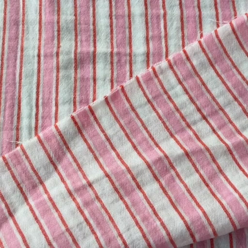 Candy Stripe Cotton Double Gauze Fabric for dressmaking