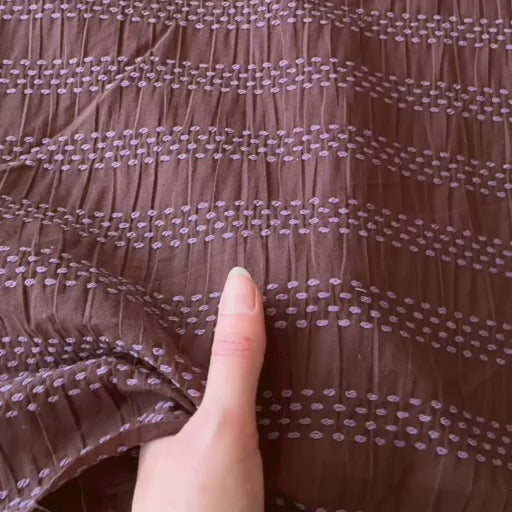 Chocolate Dotty Dobby Stripe Cotton Fabric