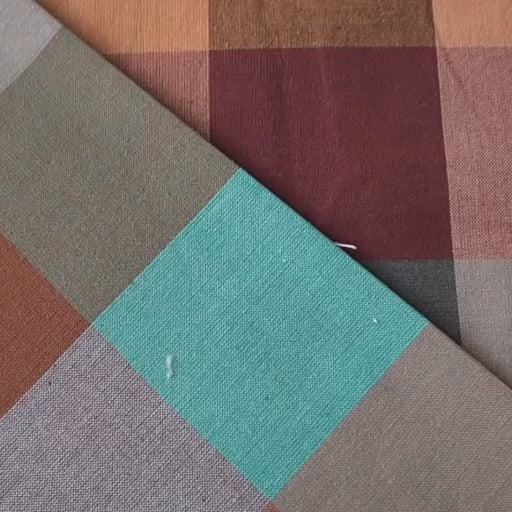 Fableism Strata Check Cotton Fabric from the Canyon Springs Collection – lightweight organic cotton in an earthy check design.