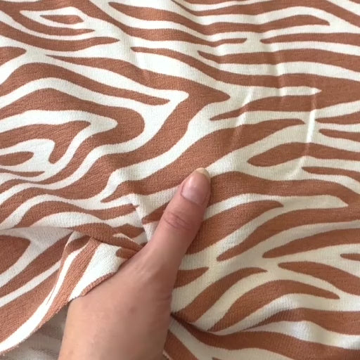Sienna Zebra Cotton French Terry Crepe Fabric