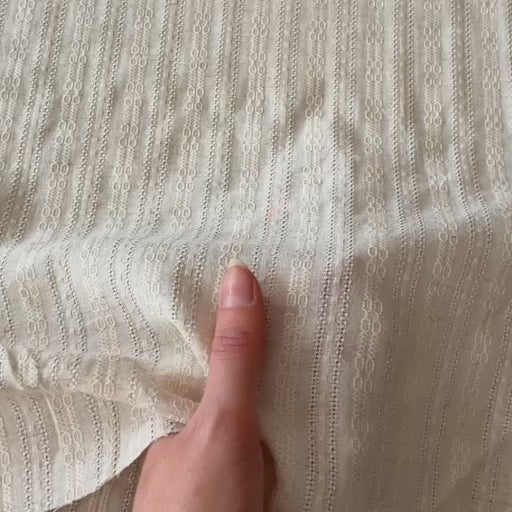 Cream Chain Jacquard Stripe Blended Fabric