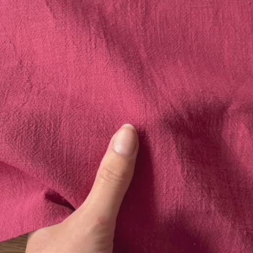 Watermelon Pink Textured Ramie Linen Blend Fabric