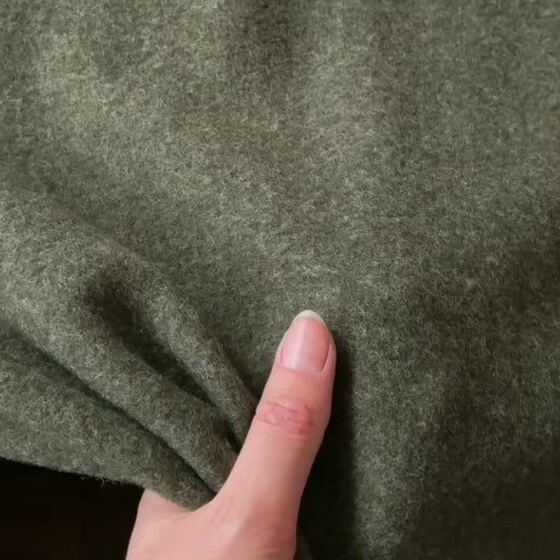 Olive Merino Wool Fleece Fabric