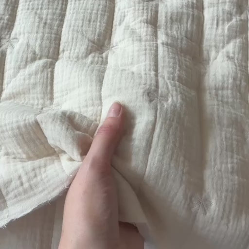 Petite Bow Embroidered Quilted Cotton Double Gauze Fabric