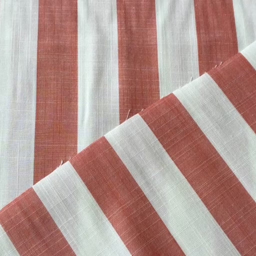 Soft Red Wide Stripe Yarn Dyed Viscose Fabric for dressmaking
