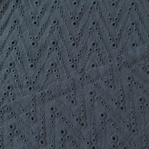 Denim Zigzag Embroidered Eyelet Cotton Fabric for dressmaking