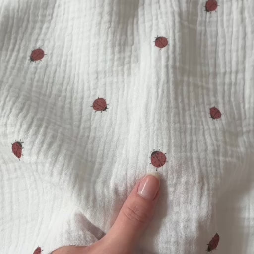 Little Ladybirds Cotton Double Gauze Fabric for dressmaking