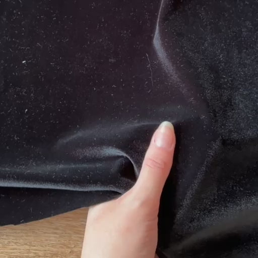 Black Stretch Velour Fabric