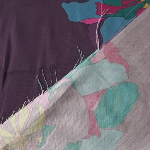 Liberty viscose satin fabric in Peony Waltz A print, soft floral design with elegant drape.