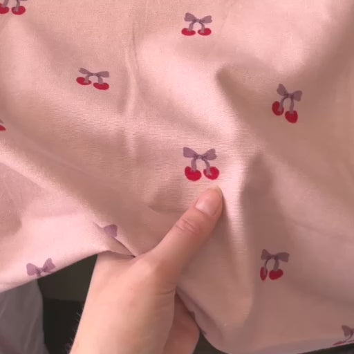 Pink Cherry Drop Cotton Flannel Fabric