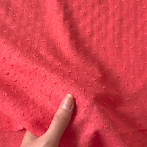 Coral dobby spot grided cotton fabric