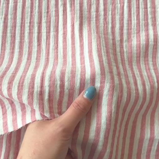 Carnation Simple Stripe Yarn Dyed Cotton Double Gauze Fabric for dressmaking