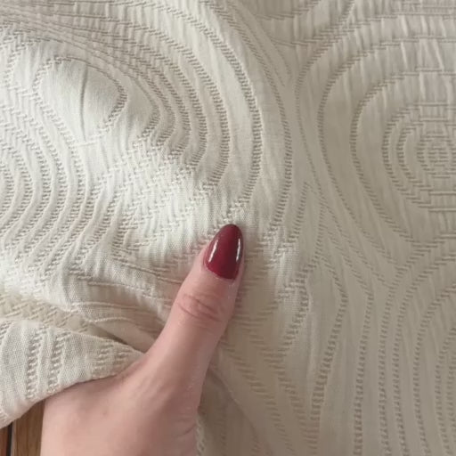 Natural Undyed Cairn Circles Cotton Jacquard Fabric - Guthrie & Ghani Exclusive