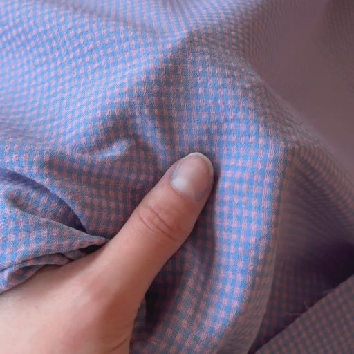 Lilac Micro Gingham Seersucker dressmaking Fabric