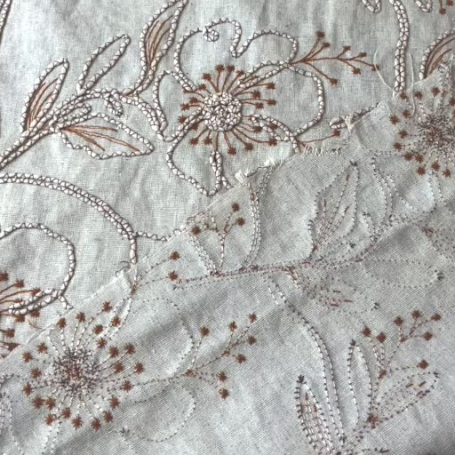 Natural flora raised stitch blended fabric for tops and dresses