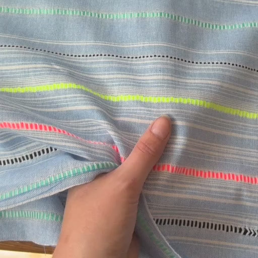 Neon Seaside Yarn Dyed Stripe Cotton Fabric
