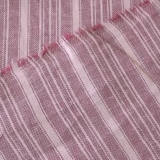 Pink and white stripe dressmaking linen cotton fabric