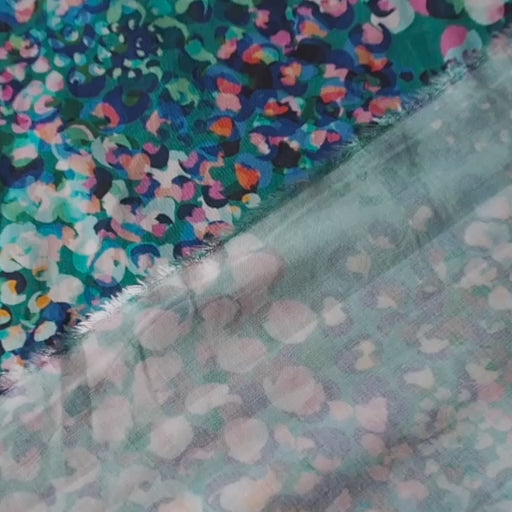 Teal Chicacheetah Ecovero viscose fabric with an abstract cheetah print, exclusive to Guthrie & Ghani.