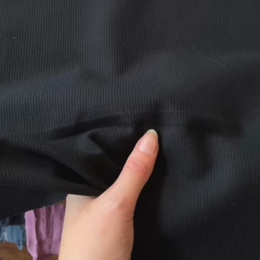 Black Cotton Bedford Corduroy Fabric
