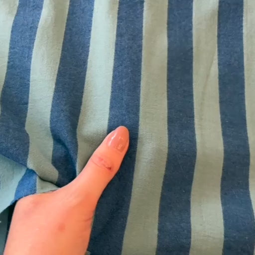Navy & Teal Wide Stripe Yarn Dyed Cotton Fabric