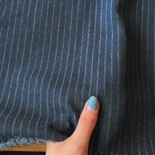 Pinstripe Indigo Rigid Denim Fabric for dressmaking