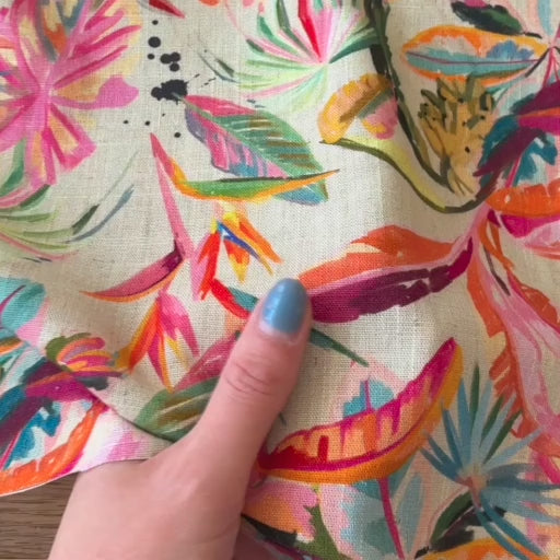 Tropical Oasis Viscose Linen dressmaking Fabric