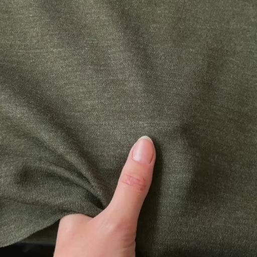Khaki Melange Merino Wool Jersey Fabric