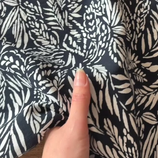 Midnight Navy Woodland Viscose Crepe Fabric