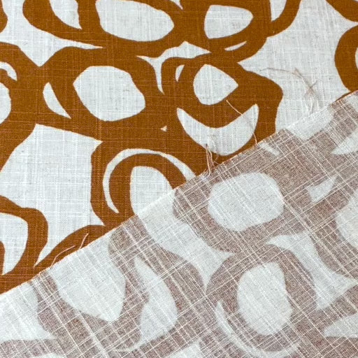 Ochre scribble viscose linen fabric for dressmaking