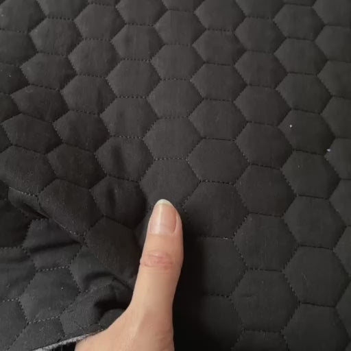 Black Honeycomb Cotton Quilted Fabric