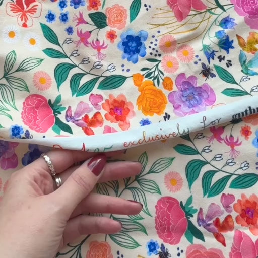 *Pre-Sale* Cream Bee Happy Blooms Cotton Micro French Terry Fabric - Guthrie & Ghani Exclusive