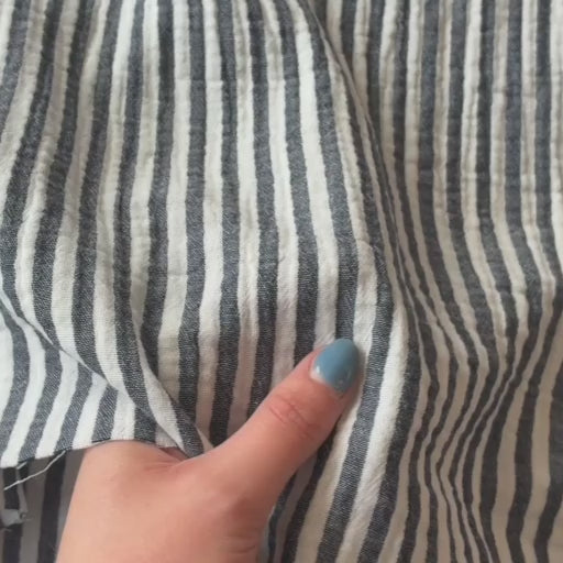 Navy Simple Stripe Yarn Dyed Cotton Double Gauze Fabric for dressmaking