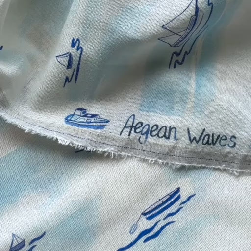 Aegean Waves Viscose Linen Fabric - Guthrie & Ghani Exclusive