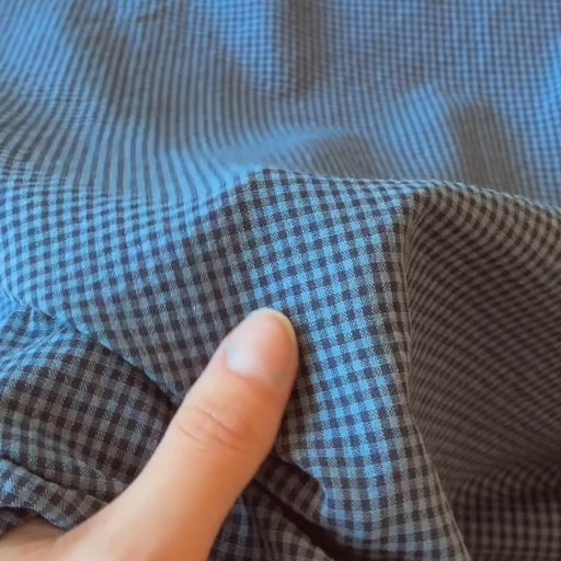 Navy Micro Gingham Seersucker dressmaking Fabric