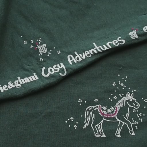 Green Cosy Adventures Brushed French Terry Fabric – Bamboo and Organic Cotton Blend – Guthrie & Ghani Exclusive