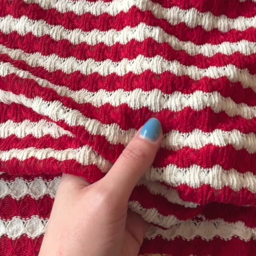 Red Jacquard Stripe Crochet Knitted Fabric for dressmaking