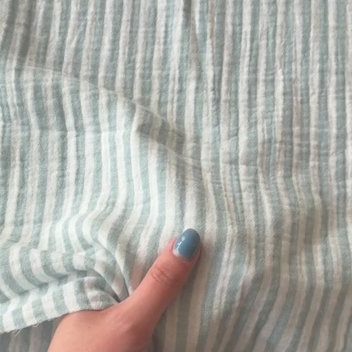 Mint Simple Stripe Yarn Dyed Cotton Double Gauze Fabric for dressmaking