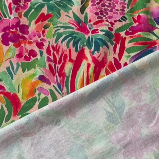 Summer Garden Viscose Jersey Fabric for dressmaking