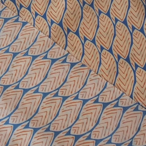 Azure Scandi Leaf Pima Cotton Lawn Fabric with Leaf Print