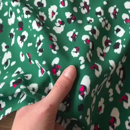 Emerald Wildflower Viscose Fabric for dressmaking