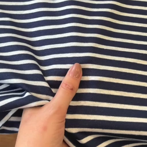 Atlantic Blue Stripe Cotton Linen Jersey Fabric