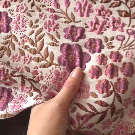 Berry Floral Jacquard Fabric