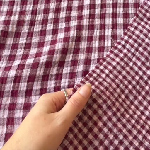 Rose & Plum Check Cotton Double Gauze Fabric