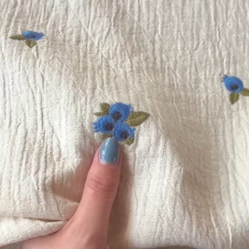 Blueberry Bunches Embroidered Cotton Double Gauze Fabric for dressmaking