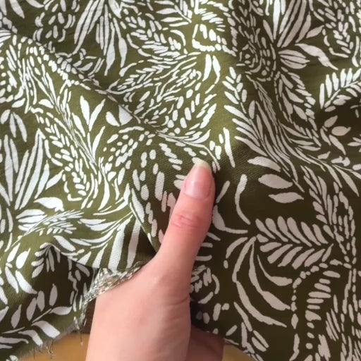 Olive Woodland Viscose Crepe Fabric