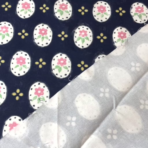Fabric Godmother Bijou Flower navy stretch denim fabric